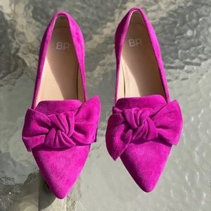 BP Fuchsia Bow Suede Loafers